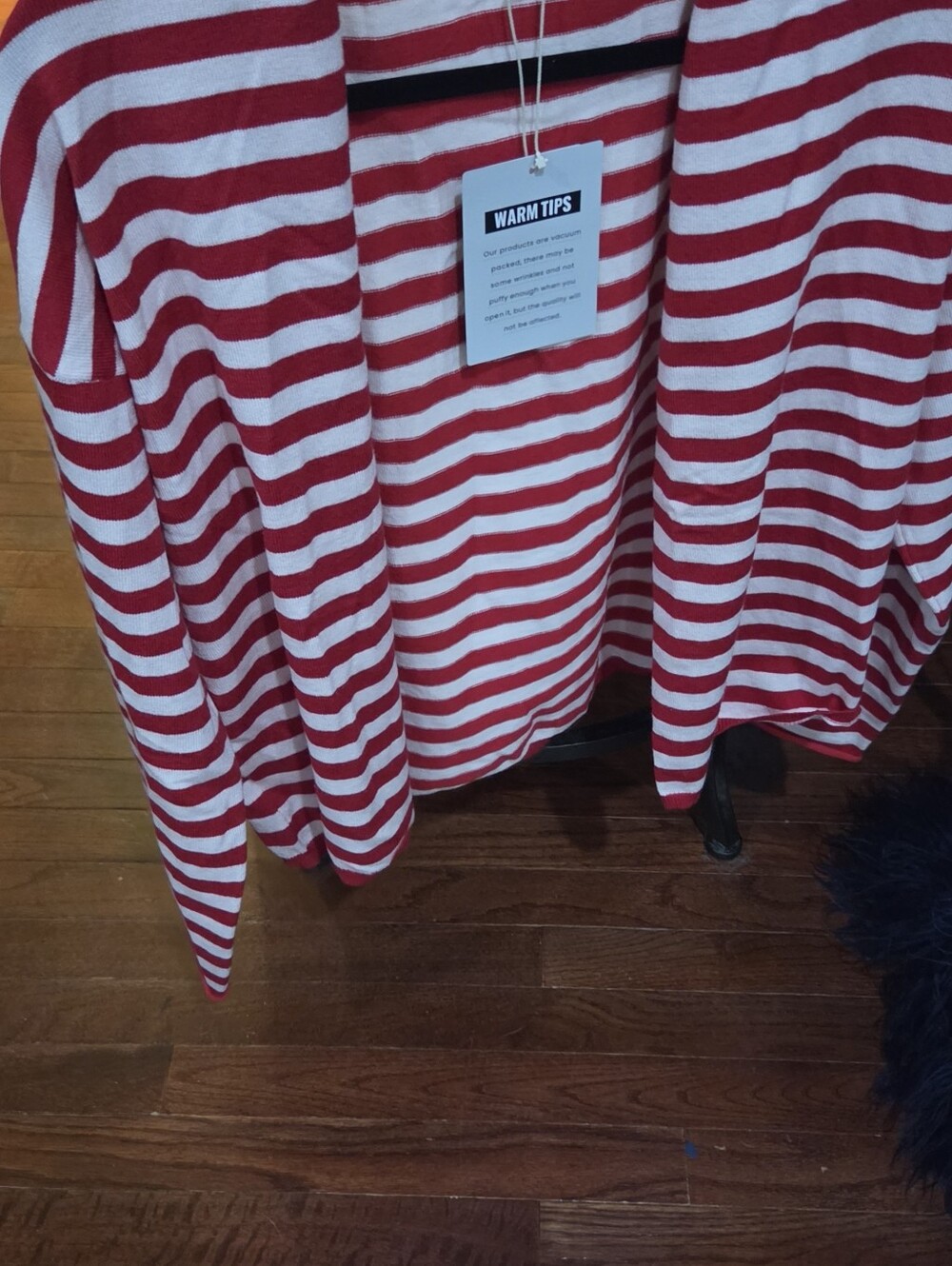Striped Red & White Women's Cardigan Jacket